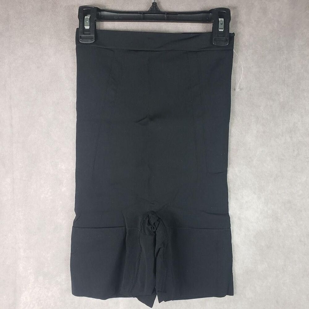 Spanx Mid Thigh Shorts Shapewear Womens Medium Black High Waist Tummy Control